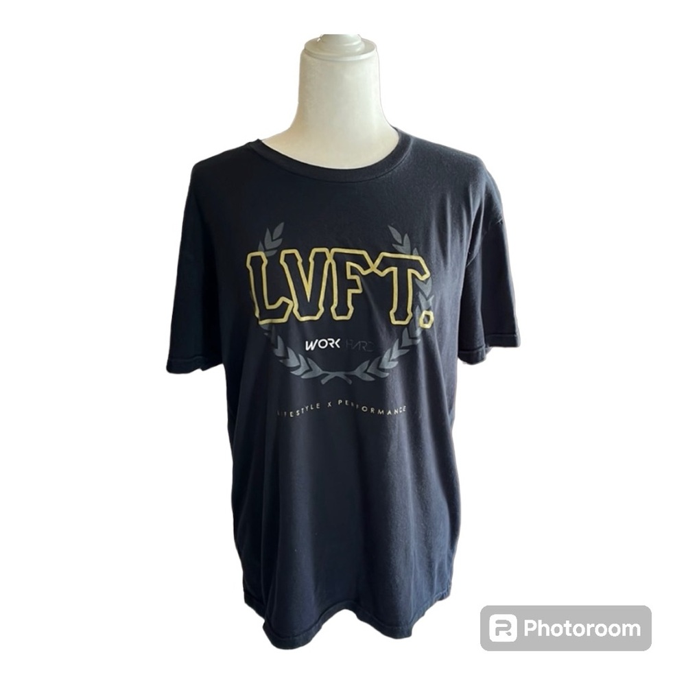 Live Fit Apparel Black Work Hard Graphic Print T-Shirt Size L